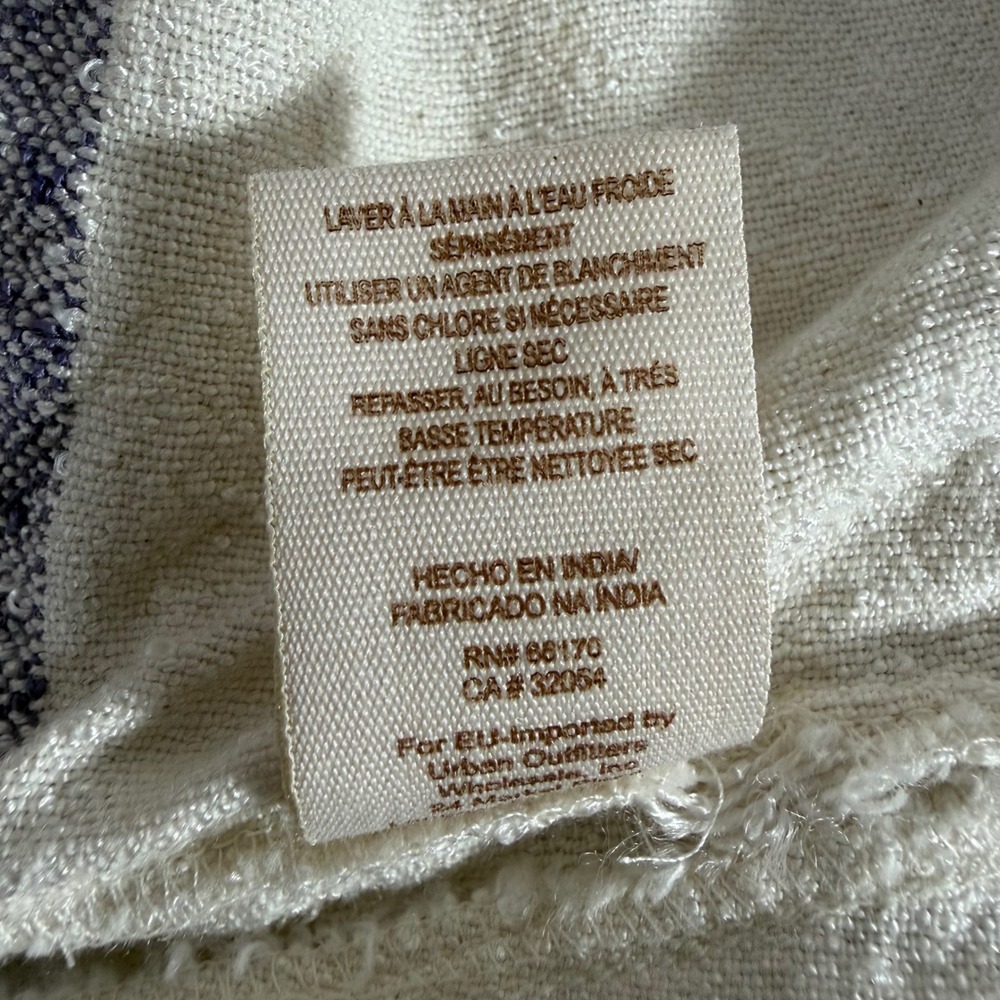 Free People Women Cream Blue Striped Henley Tunic Dress Pockets Large L - Picture 12 of 16